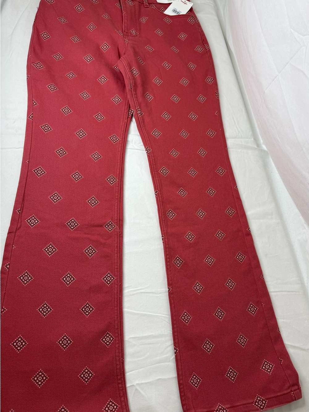 Wrangler Bootcut Red Geometric Print Stretch Denim 5-Pocket Logo Women's Jeans